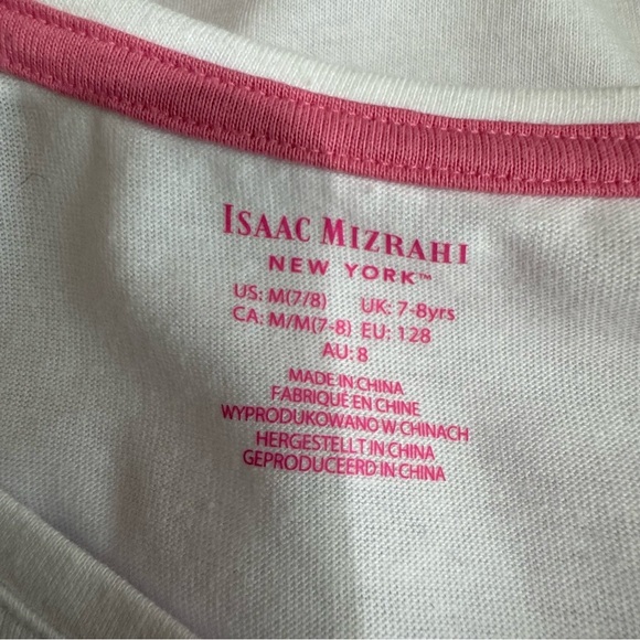 Isaac Mizrahi Girl’s Sequins Strawberry Short Puff Sleeve White Tee - Picture 4 of 5